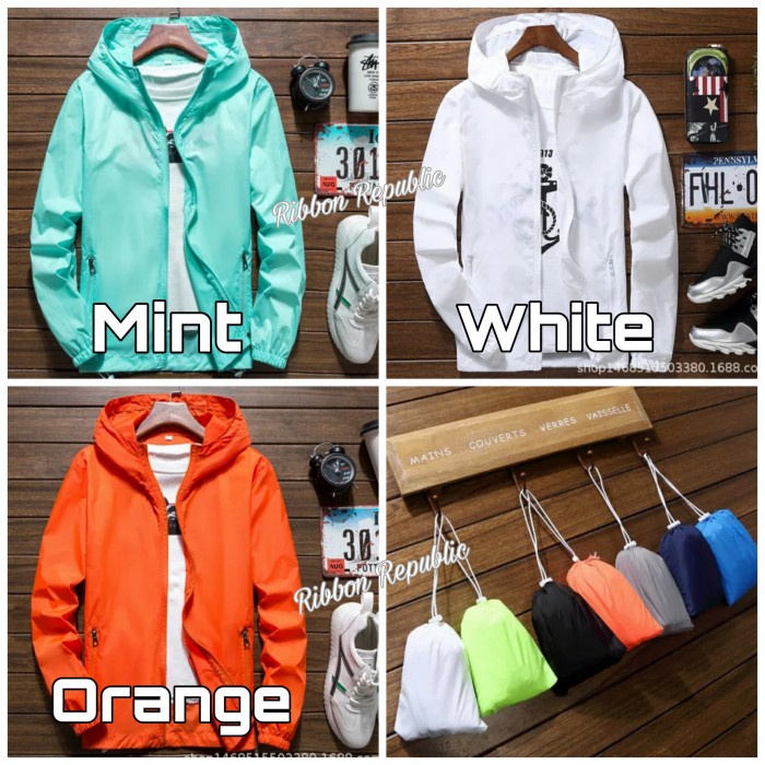 Jaket Wanita JUMBO BIG SIZE Jaket Parasut Olahraga Running Jacket Lari Pria Wanita - Blue, 3XL(Q2A1)