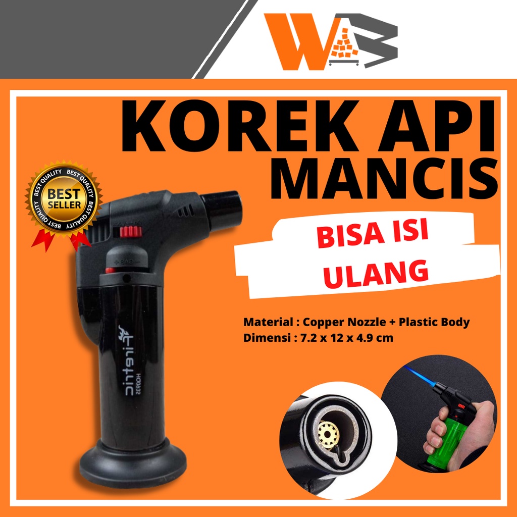 COD Korek Api Gas Butane Torch Jet Windproof Portable Gas Torch / BBQ Blow Torch / Korek