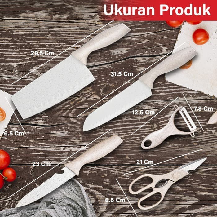 Pisau Dapur Set 5 In 1 Gunting Dan Peeler Pisau Set Lengkap