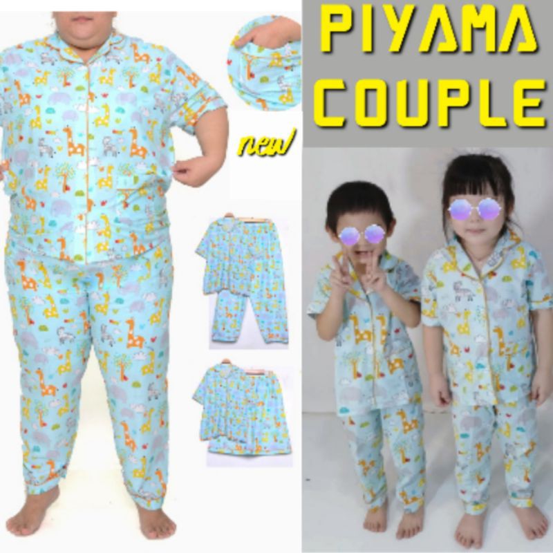 Baju tidur anak dan ibu bisa pasangan motif safari island