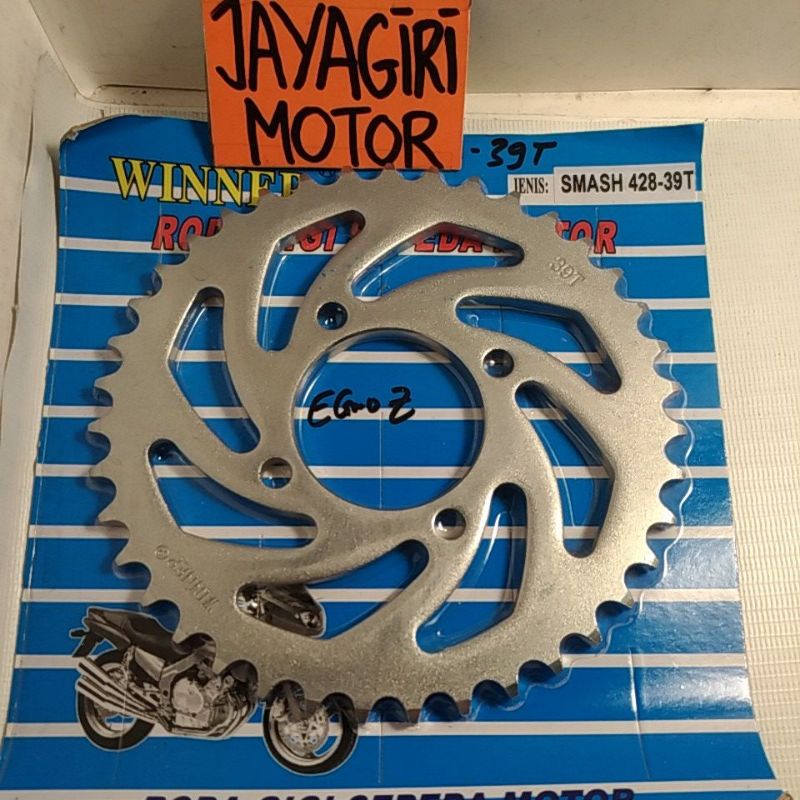 Gear Belakang Smash Shogun Satria 2T TRS 428 38T 39T 40T 43T 45T RC 80 100 110 Tornado Thunder RGR 2Tak RU 120 Hiu Lumba Gigi Tarik Rantai Roda Chain Kit Chainkit Sprocket Gear Set Gearset Gir Girset Drive Komplit Rear Old New Lama Baru Suzuki SGP FU GP-Winner - 39T
