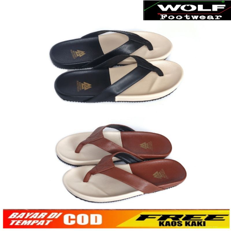 NEIL CEVANY |WOLF x HEROES| Sandal Jepit Pria Casual / Sandal Distro / Sandal Kulit / Sandal Murah