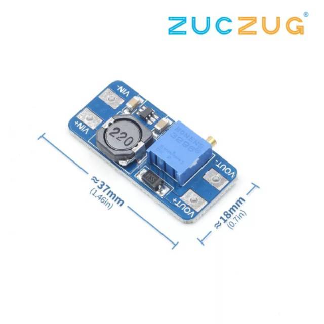 MT3608 2A DC-DC ADJUSTABLE STEP UP BOOST VOLTAGE REGULATOR POWER SUPPLY / PENINGGI TEGANGAN 28V MAX
