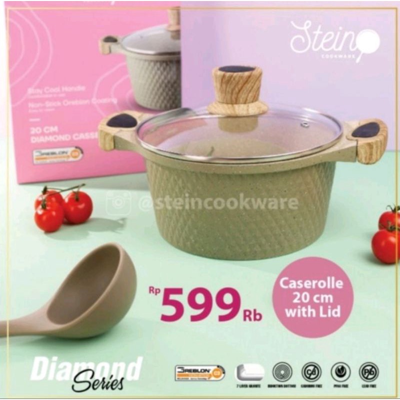 Diamond Caserolle Diamond Frypan 20 cm 24 cm satuan Steincookware stein cookware