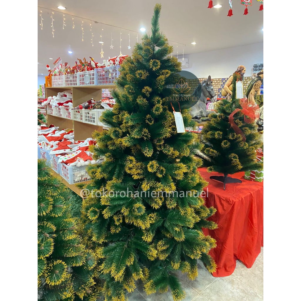 Pohon Natal Jarum Gold 180cm / Pohon Natal Premium