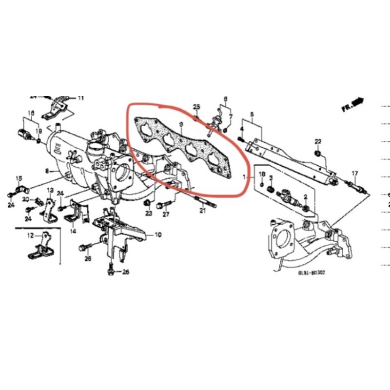 Packing Manifold Intake atau Minyak Honda CR-V Gen 1 1999-2001