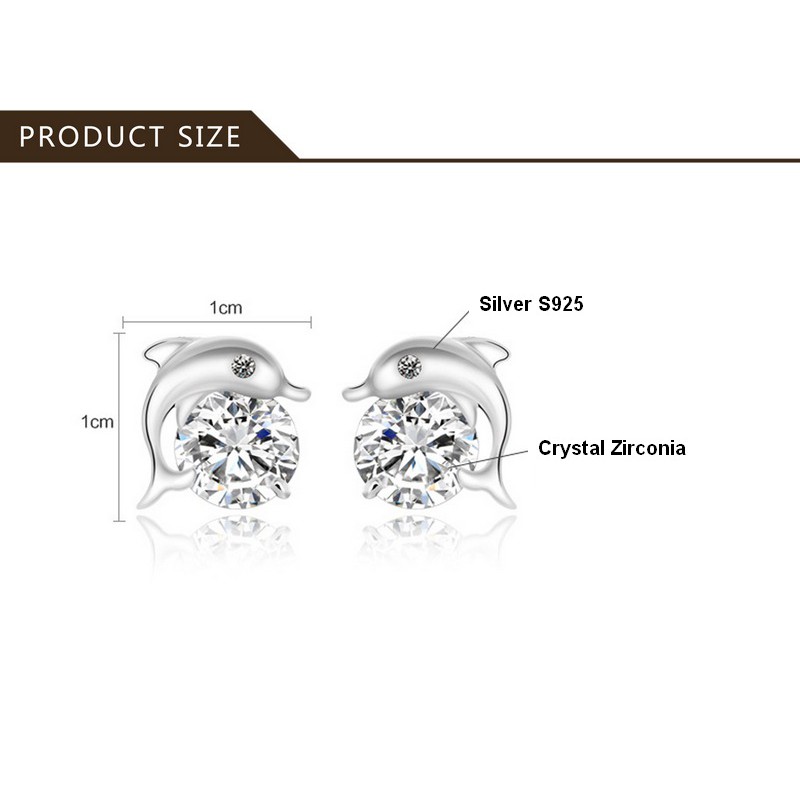 Anting Wanita Silver Motif Dolphin Kristal Crystal Zirconia AT067