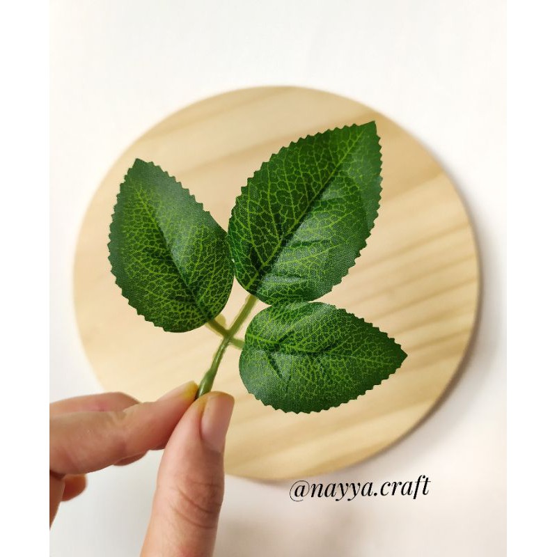 Daun mawar daun aplikasi craft artificial leaf daun artificial 3 cabang bahan mahar accesoris diy