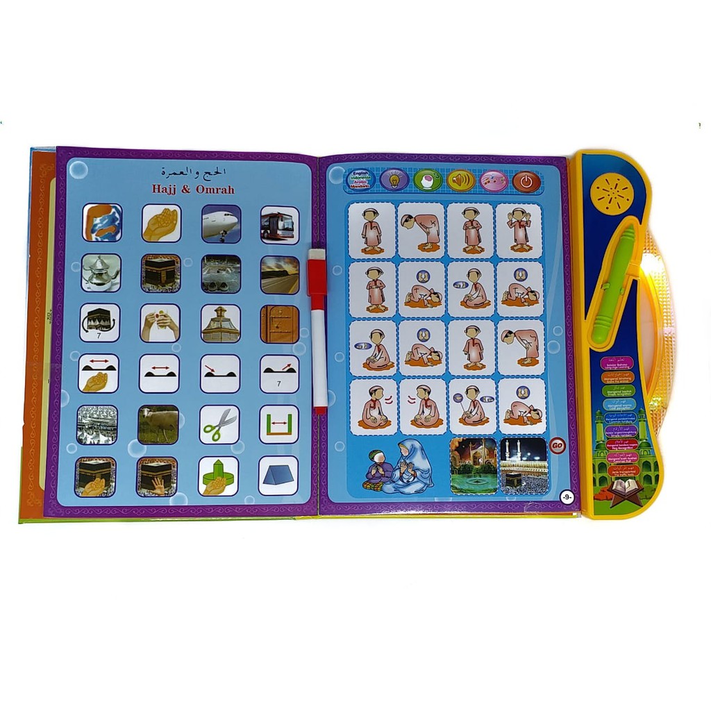 Mainan Edukasi Anak Buku Pintar Elektronik E-book 4 Bahasa Indonesia,English,Arab,Mandarin + Lampu (JJ03)-4