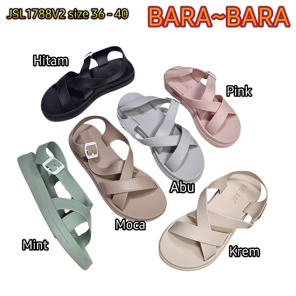 jelly sandal tali wanita barabara karet import sendal cewek bara bara JSL1788V2