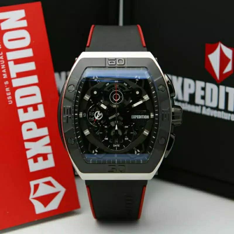 NEW EXPEDITION E6800 EXP TERBARU RUBBER STRAP BALCK SILVER RED ORIGINAL