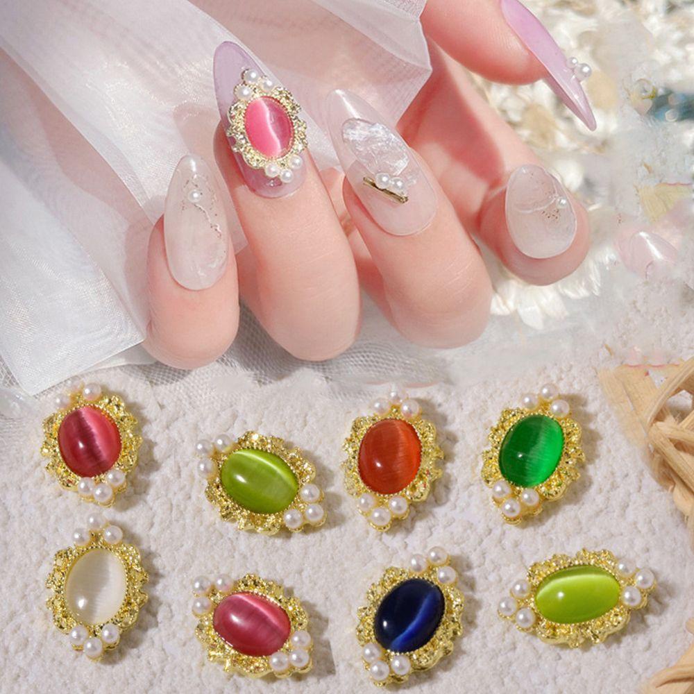 Solighter 5PCS Dekorasi Nail Art DIY Mutiara Opals Kristal Aksesoris Kuku