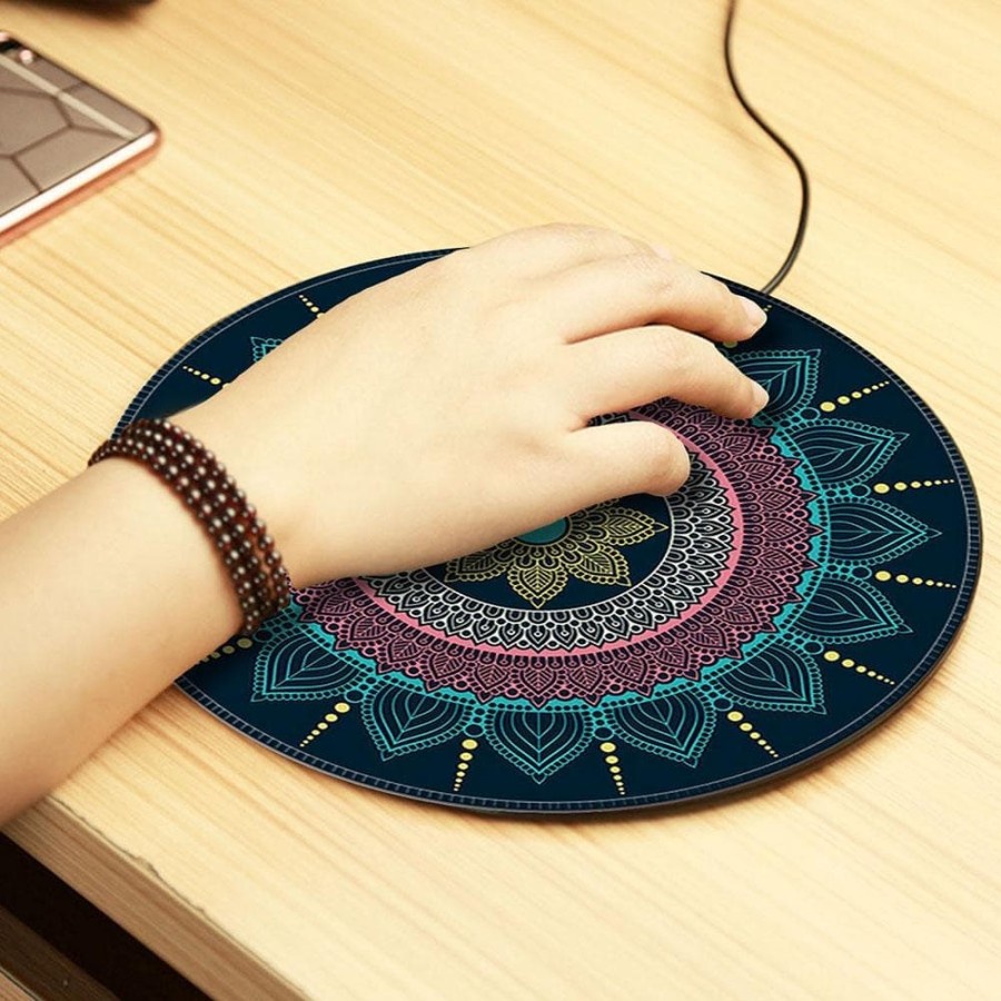 Comfast Mouse Pad Bulat Anti Slip Vintage Bohemian 20 cm