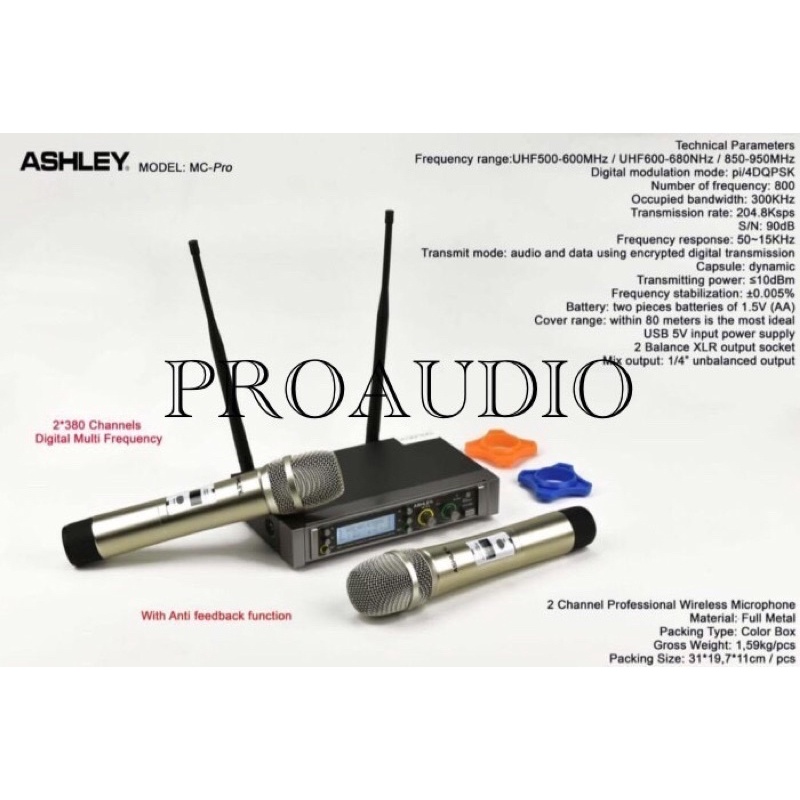 Mic Wireless Ashley MC Pro MCpro handheld microphone original