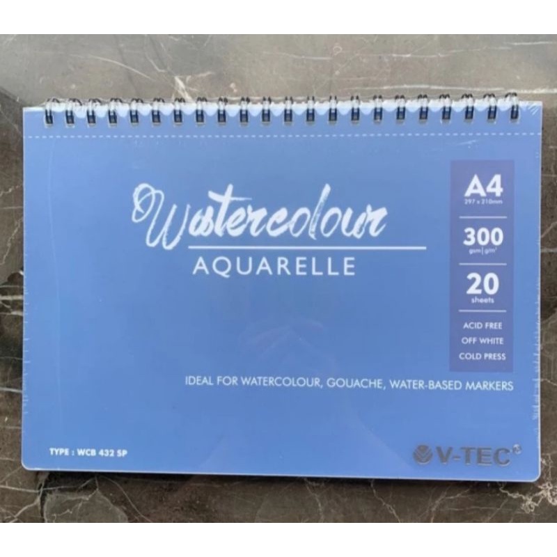 

V-tec Watercolour book spiral aquarelle uk A4