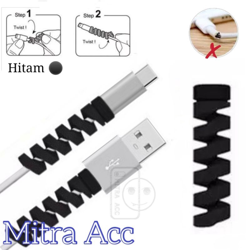 Pelindung Ujung Kabel HITAM - CABLE PROTECTOR SPIRAL Pelindung Kabel