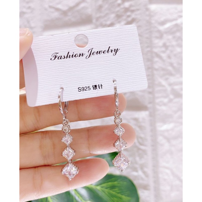 Anting Silver925 Perak Mata kilau Anti Karat anti alergi anting Zircone premium berlian kilap N502