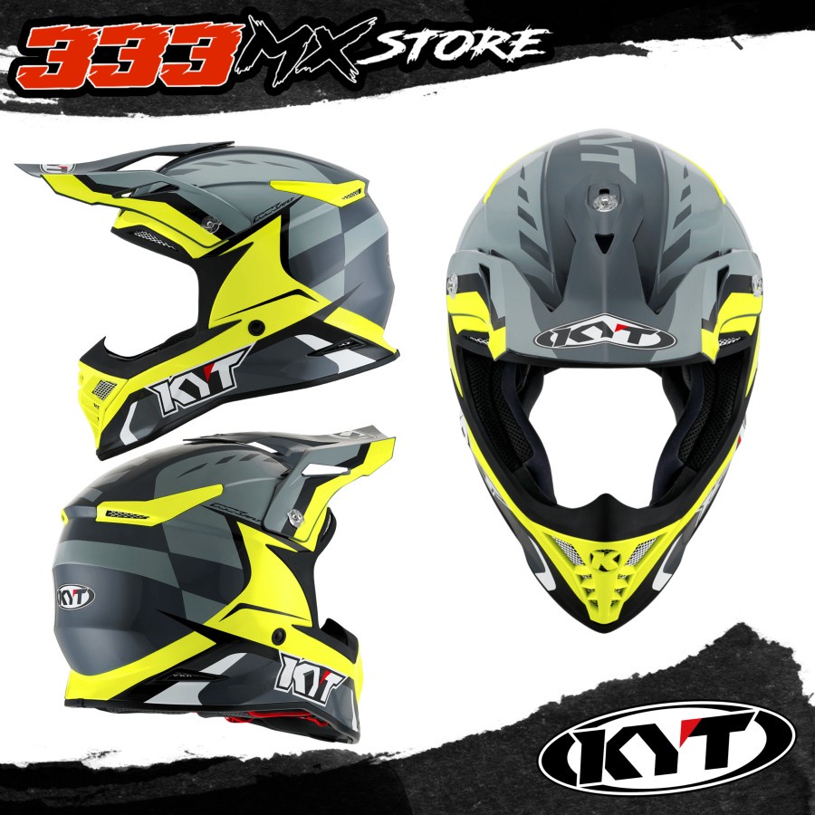 HELM KYT SKYHAWK HELM CROSS KYT SKYHAWK YELLOW GREY HELM MX KYT ORI