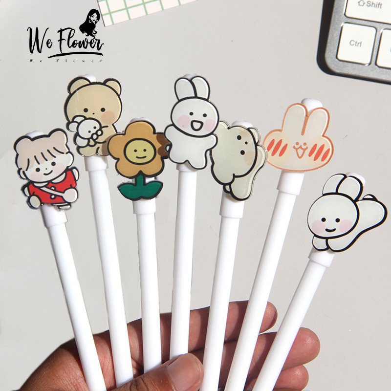 We Flower 0.5mm Head Black Ink Cartoon Rabbit Bear Gel Pen for Boys Girls Students