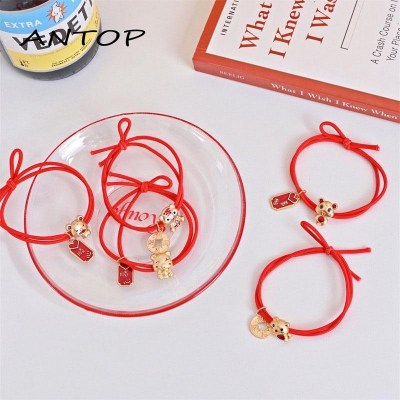 1 Pcs Tali Rambut Gelang Elastisitas Dua Dalam Satu Ornamen Tahun Baru Macan Kecil ANTOP