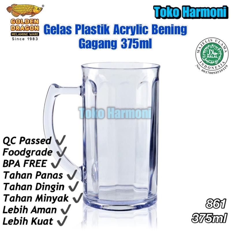 Gelas Jus Gagang 375ml Plastik Bening GoldenDragon Gelas Es Kopi