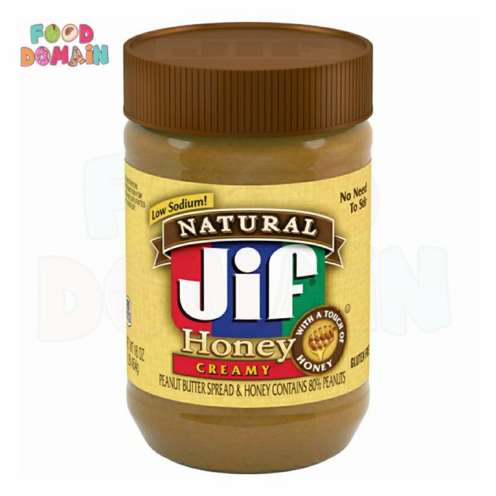 

Selai Jif USA Natural Peanut Butter & Honey Creamy 80% Peanuts 454gr