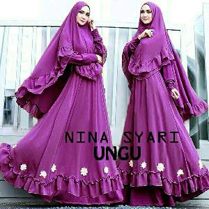 DNCSC SET HIJAB SYARI NINNA BAJU SETELAN GAMIS MUSLIM MODIS MURAH HIJAU ALPUKAT HITAM LAVENDER SPAN