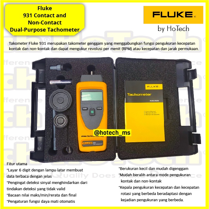 Fluke 931 Contact and Non-Contact Dual-Purpose Tachometer | Fluke 931