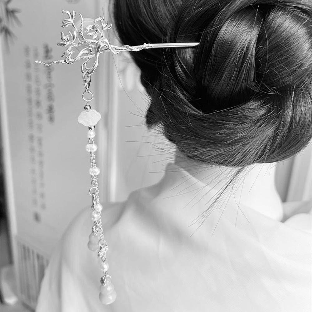 NEEDWAY Women Hair Sticks Hiasan Kepala Hiasan Kepala Mutiara Pengantin Untuk Perempuan Bunga Pendent Chinese Hair Fork