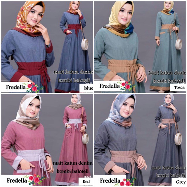 Ruairu MAXI FREDELLA DRESS GAMIS KATUN WARNA PASTEL GAMIS BUSUI 4 WARNA Murah