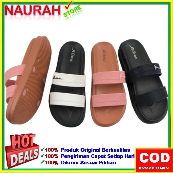 SANDAL WANITA ALINA 840 SLOP 2 SENDAL WEDGES TEBAL KUALITAS BAGUS TAHAN LAMA PROMO HARGA MURAH