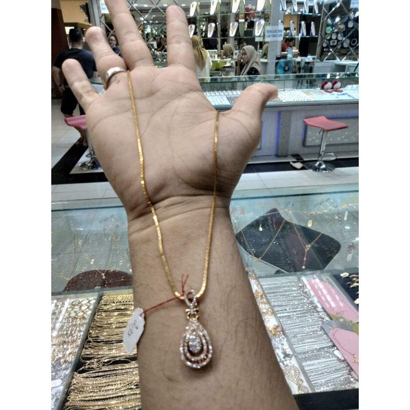 kalung emas italy kaca berliontin mata air mpp