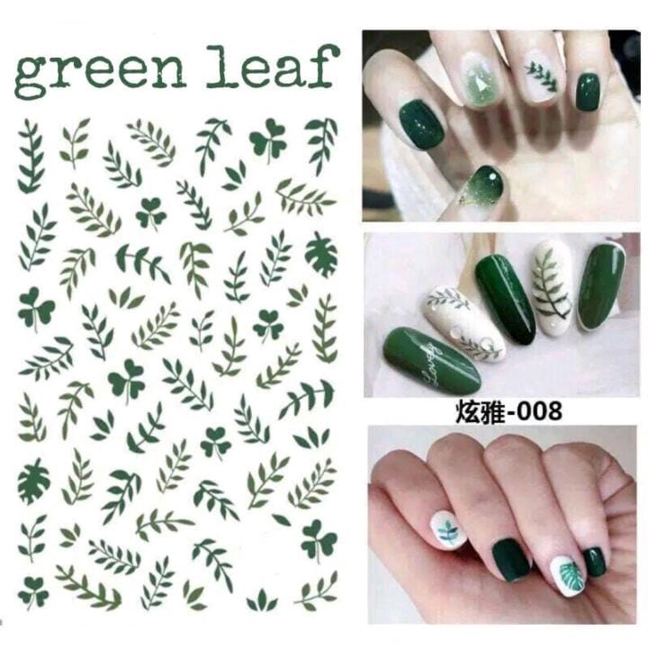 STICKER GREEN LEAF STICKER NAIL ART / WATER DECAL STICKER DAUN NAIL ART / KUKU