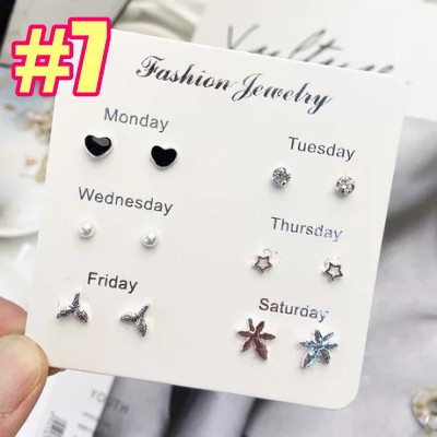 ✿AYN✿    Anting Tusuk 6 in 1 FA01 Fashion Wanita Korea Aksesoris Murah korean kekinian