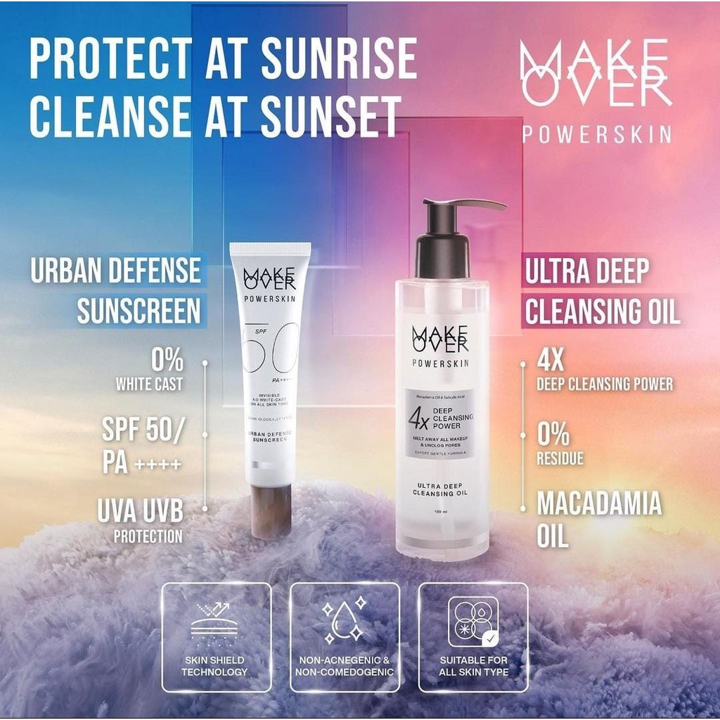 `ღ´ PHINKL `ღ´ Make Over New Powerskin Urban Defense Sunscreen SPF 50 sunblock tanpa white cast