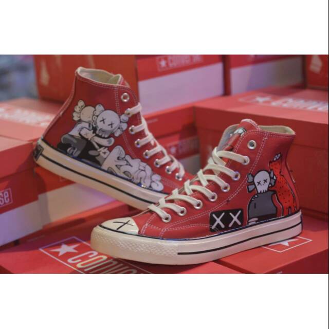SEPATU ALL STAR CONVERSE CHUCK TAYLOR 1970s 70S PREMIUM VERSI (UNI QLO X KAWS) MERAH BIG SALE