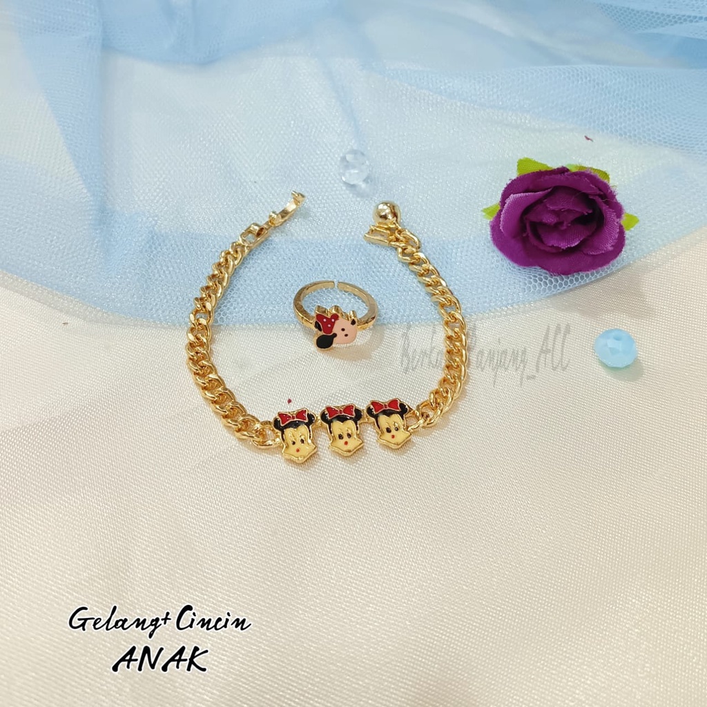 GELANG+CINCIN ANAK KARAKTER perhiasan super berkelas fashion korea anti karat dan anti luntur