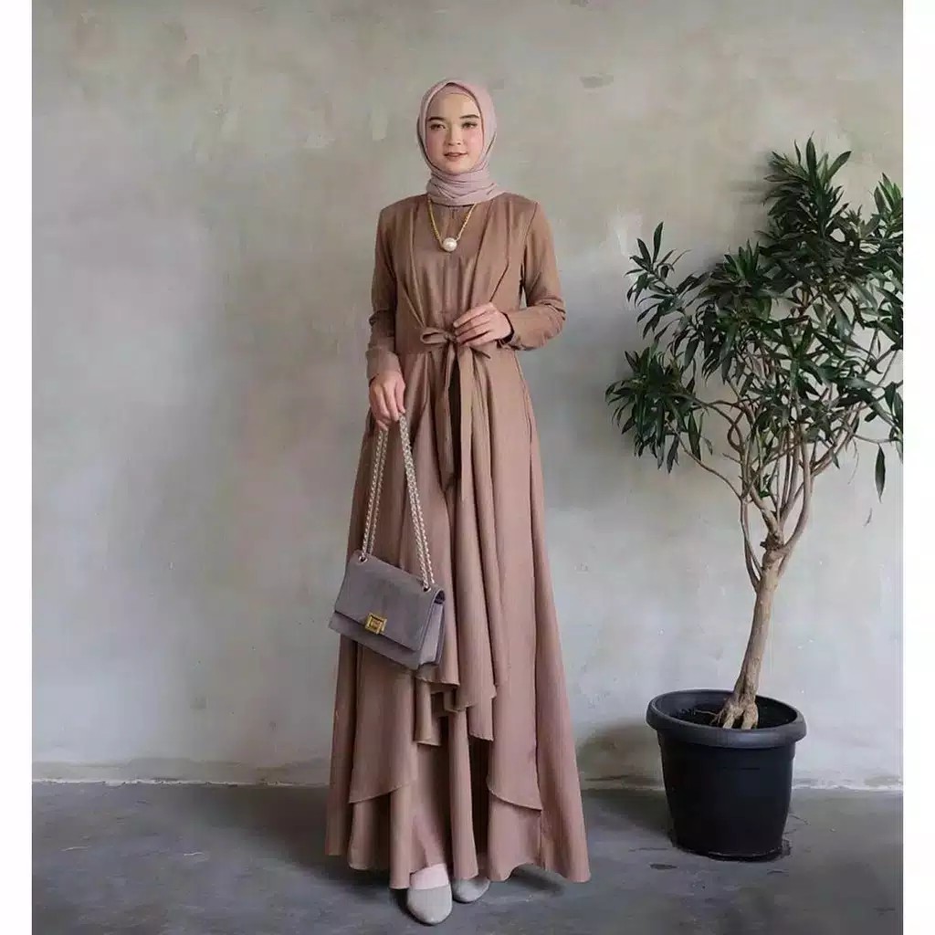 Moscrepe Aluna Maxy Dress Muslim Cantik Dress Wanita Shopee Indonesia