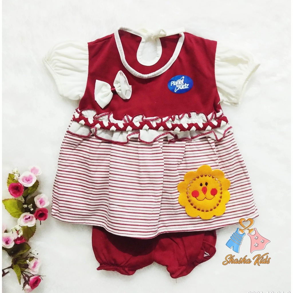 [L-01]  Baju Bayi Perempuan/Dress  Bayi  Perempuan Planet Kids cantik  motif lucu  0-6 bln