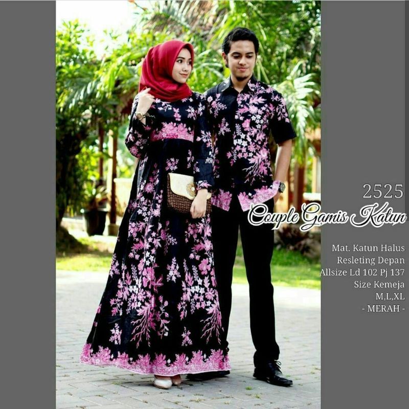 BATIK COUPLE GAMIS BATIK COUPLE BATIK GAMIS BATIK SERAGAM BATIK KELUARGA Maura Couple Sania Ruffle-Motif pink