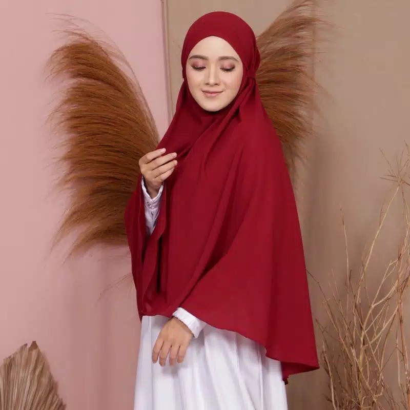 Bergo maryam jumbo moscrepe / khimar/ kerudung syari / jilbab syari / hijab syari / jilbab moscrepe