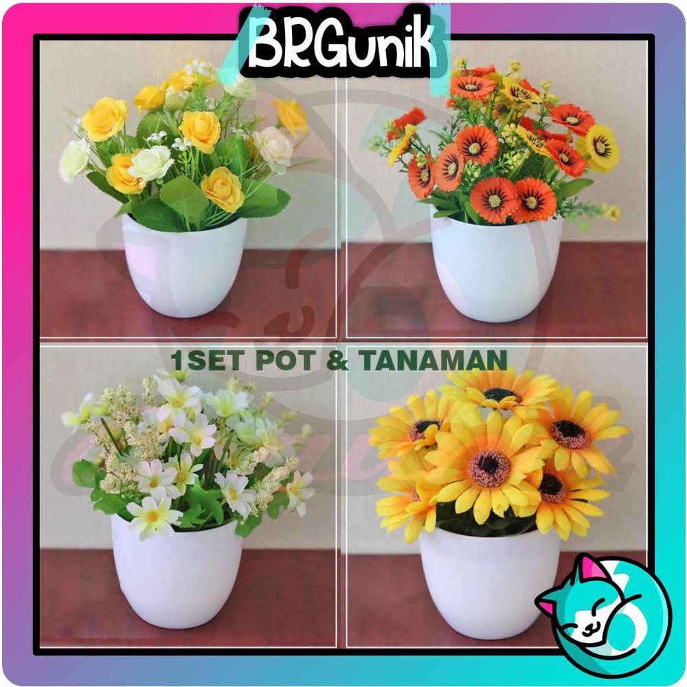 BRGUNIK Pot Bunga &amp; Tanaman Bunga Plastik Dekorasi Rumah Tanaman Hias Import Murah R164 R165 R166 R167