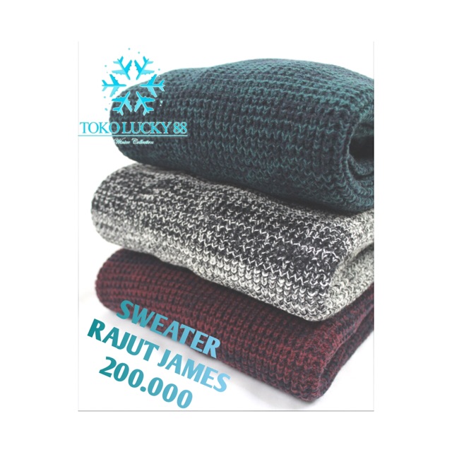 IMPORT BELI 2 GRATIS 1 Sweater Rajut Wool Musim Dingin Infinity Baju Winter James