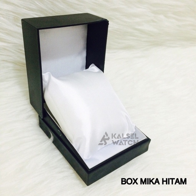 Box Kotak Jam Tangan Cover + Busa Mika Hitam Tebal FREE BANTALAN Cocok Untuk Hadiah Gift Bantal Jamtangan Grosir Import Murah Tempat Penyimpanan Eksklusif Tempat Rak Jam Single Hitam Pria Wanita Premium