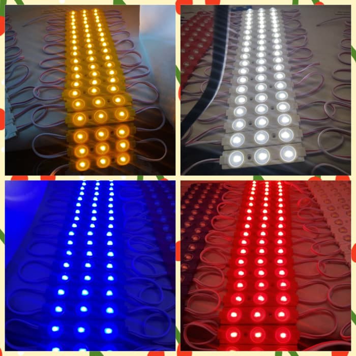 Lampu Led 3 mata tempel variasi backlight dc merah biru putih kuning