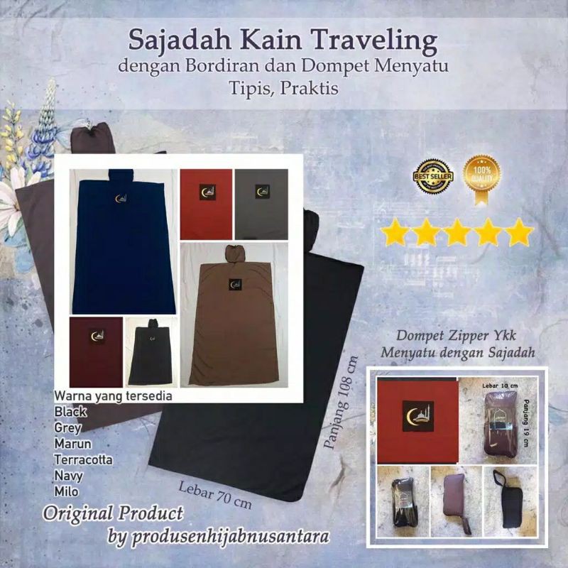 Kain sajadah traveling ringan tipis dompet praktis bordir