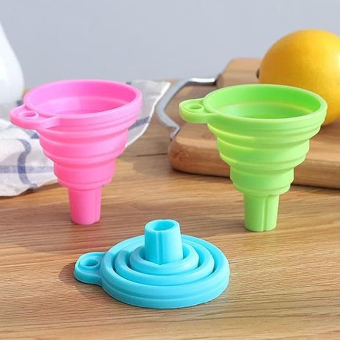 Corong Air Bulat Silikon FLEXIBLE / Lipet Portable Foldable Silicone Mini Funnel / Corong Minyak