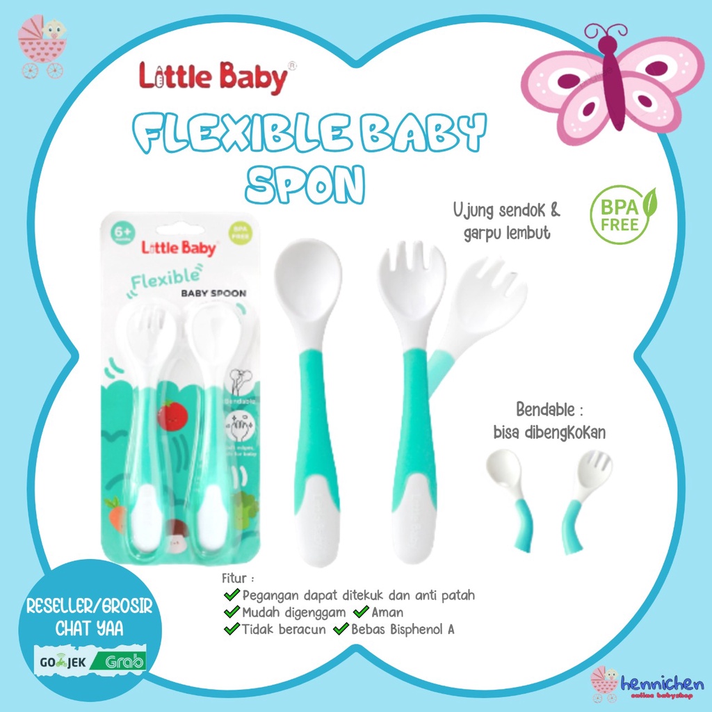 Little Baby FBS0321 Flexible Baby Spoon &amp; Fork - Sendok Garpu Bayi