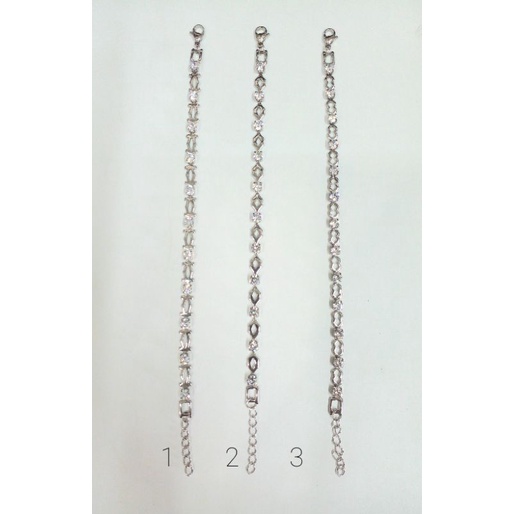 Gelang Tangan wanita Titanium silver mata putih