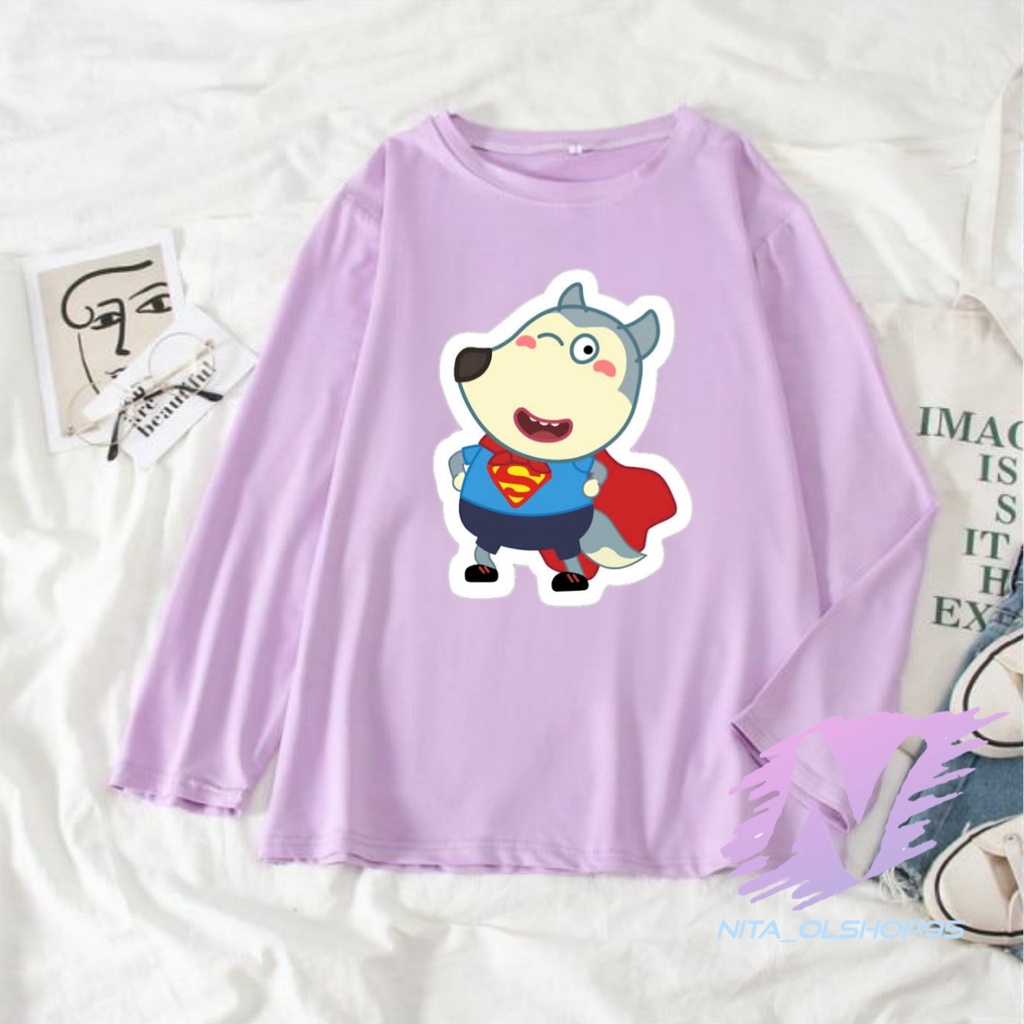 KAOS ANAK WOLFOO TERBARU BAJU LENGAN PANJANG WOLFO SUPERHERO